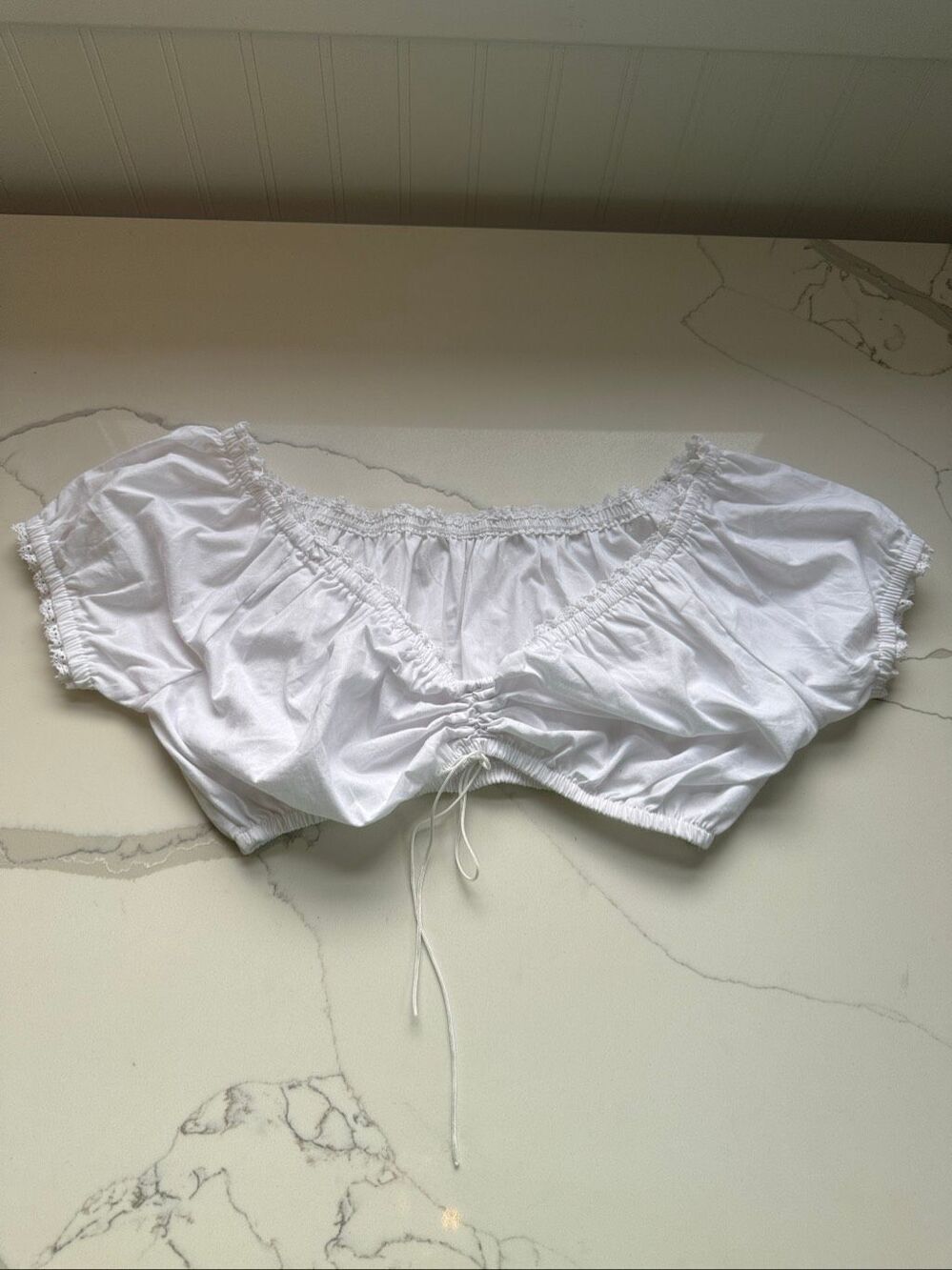 Vintage Dirndl Blouse White Cotton XS